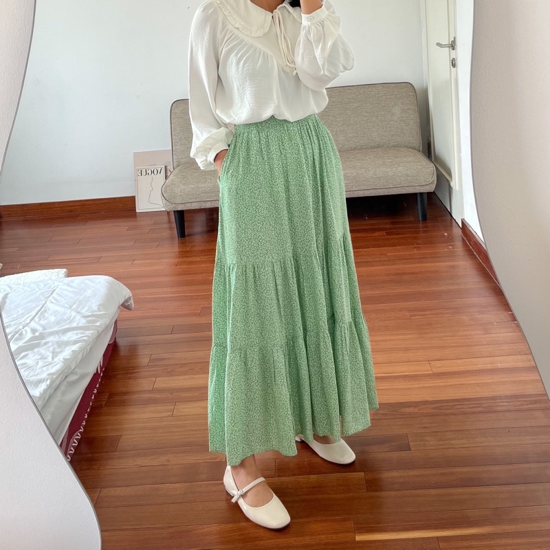 (𝐑𝐨𝐬𝐞𝐥𝐥𝐚𝐜𝐥𝐨𝐬𝐞𝐭) SOOMI MIDI SKIRT | vintage skirt | rok korea