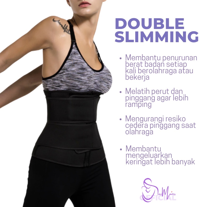 Korset Pelangsing DOUBLE STRAP Sabuk Perut Buncit Pelangsing Pembakar Lemak Corset Pelangsing Pengecil Perut Buncit Pria Wanita Perekat Waist Corset Jumbo Korset Stagen Pengecil Perut Perekat Waist Support Sweat Fat Burner Pria Wanita