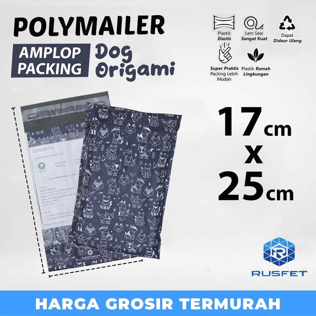 

Amplop Packing Polymailer 17x25cm Dog Origami Polimailer Satuan