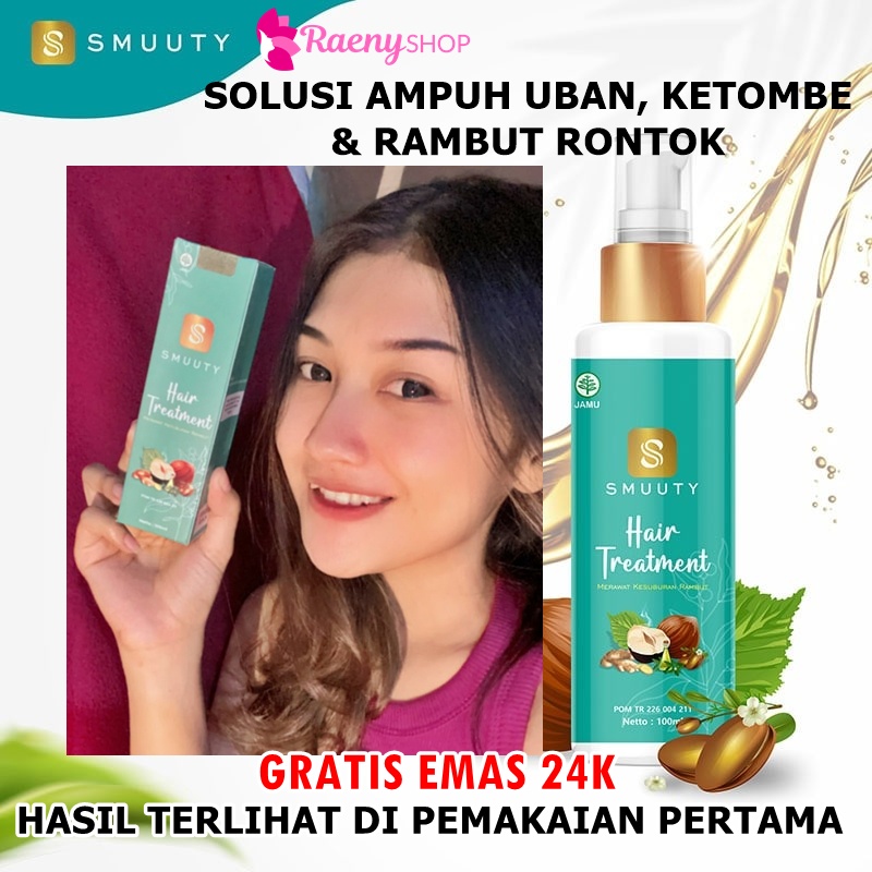 Smuuty Serum Rambut Alami Solusi Rambut Uban Botak Kusam Tipis Ketombean Busik Gratis Emas 24Karat S