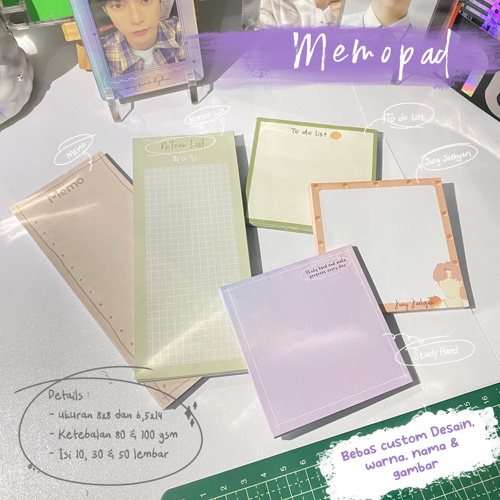 

Memopad | Memopad Custom |Cetak Memopad | Memopad NCT | Memopad Kpop | Catatan Kecil | Notes