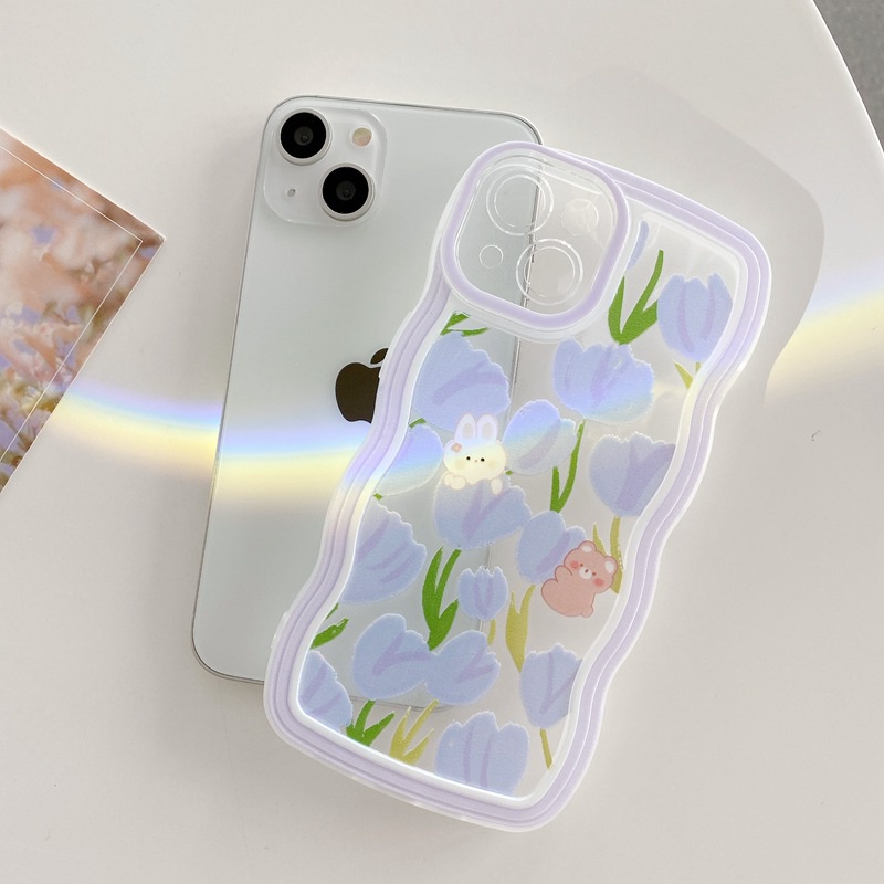 Nice Tulip Moon Bunny Wave Soft Case iP iPhone 6 6S 7 8 + Plus SE 2020 11 12 13 INS Clear Casing Apple