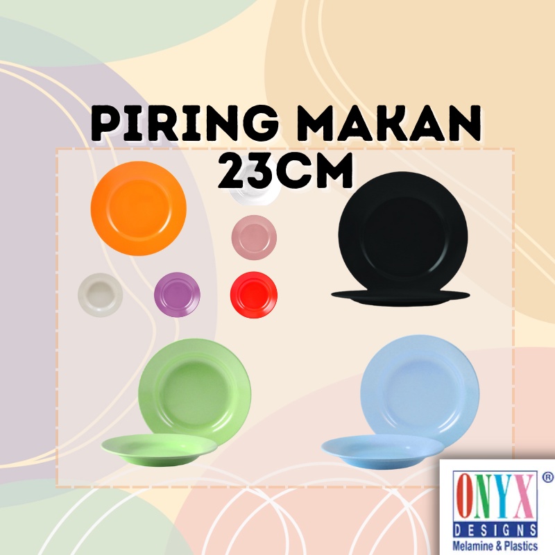 Piring Makan Melamin 23cm - Piring Warna Polos - Piring Bulat - Kotak - Plate Melamine 9 Inch