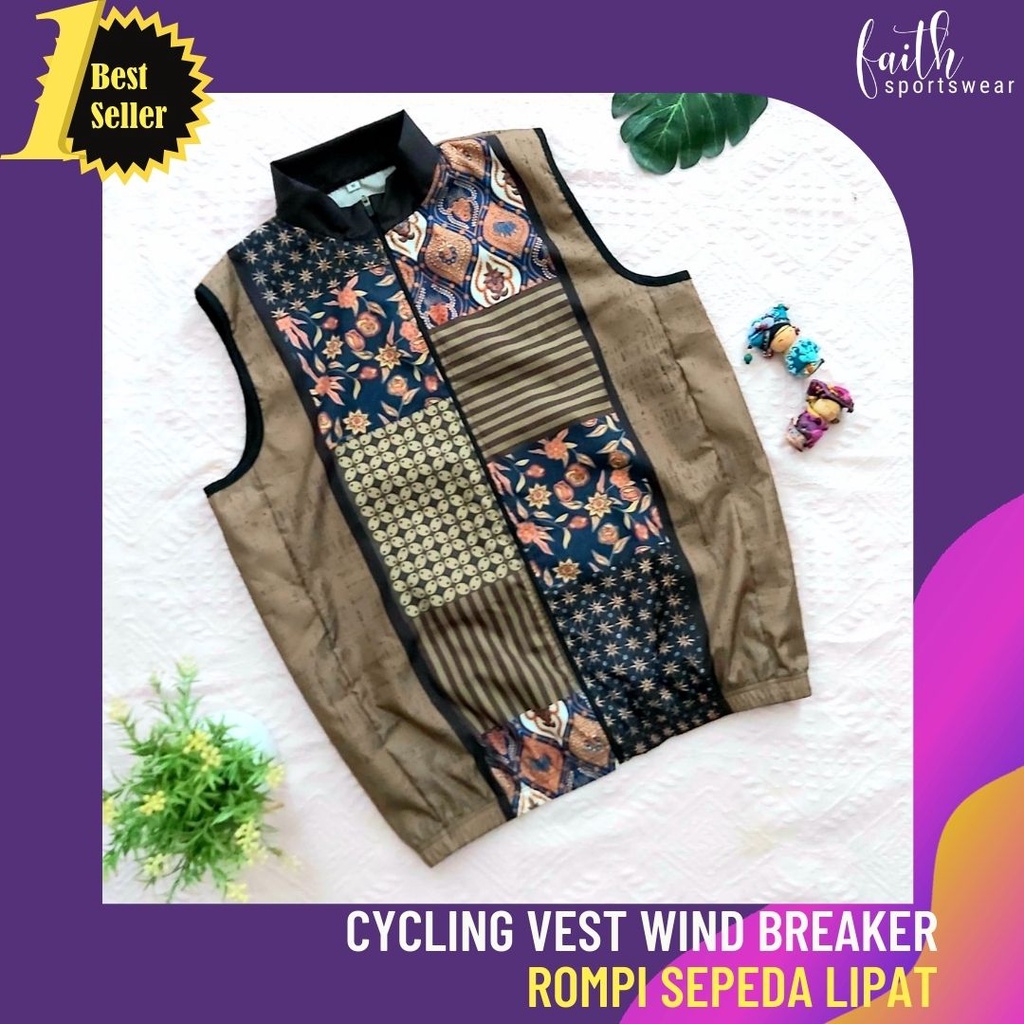 [Motif Baru] ROMPI OLAH RAGA/ ROMPI SEPEDA / CYCLING VEST SEPEDA WANITA/PRIA MOTIF BATIK SOLO