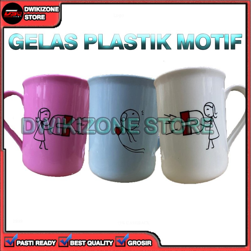 [GROSIR] GELAS PLASTIK COUPLE MOTIF LUCU LOVE KARTUN KARAKTER CINTA SERBAGUNA SOUVENIR