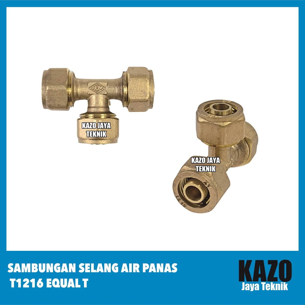 Sambungan Selang Air Panas T1216 Equal T / Nepel Kuningan