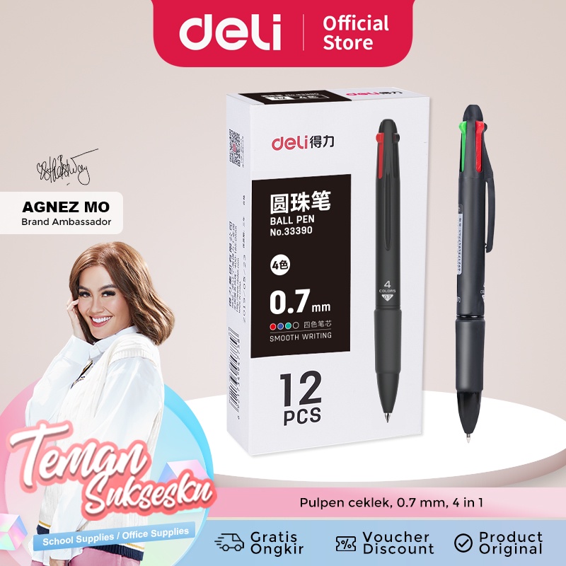 

Pulpen DELI 4 warna 0.7mm - 33390 pulpen
