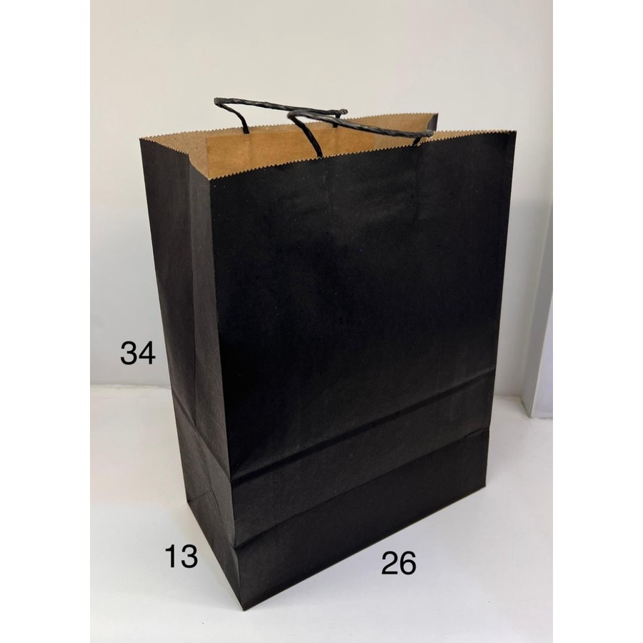 

PB 10pcs PAPERBAG KRAFT HITAM TALI 26x13x34cm