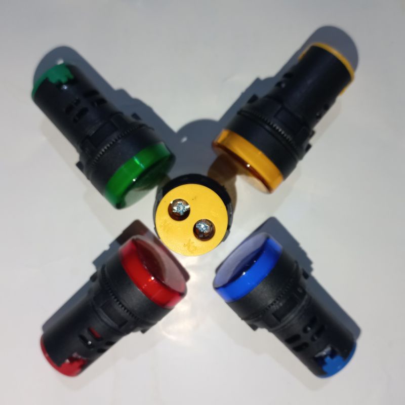 PILOT LAMP LED 22mm 220VAC. TAHAN LAMA. DIAMETER 22mm. LAMPU INDIKATOR PANEL LISTRIK SIGNAL