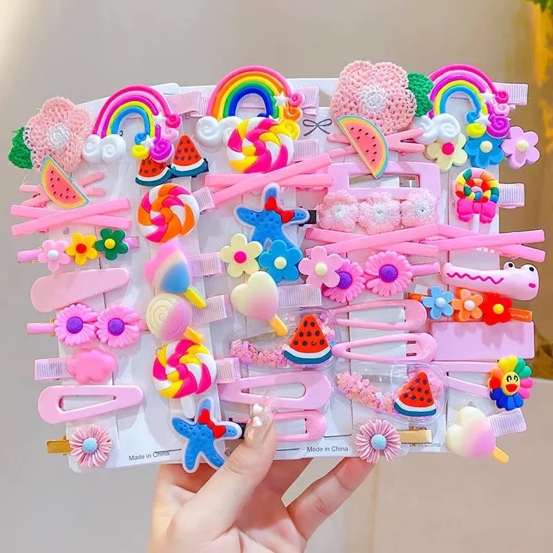 14Pcs / Set Jepit Rambut Anak Karakter 1 Set Jepitan Rambut Anak Motif Kartun Hair Clip Korea