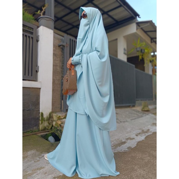 Gamis syari wolfis set khimar cadar murah