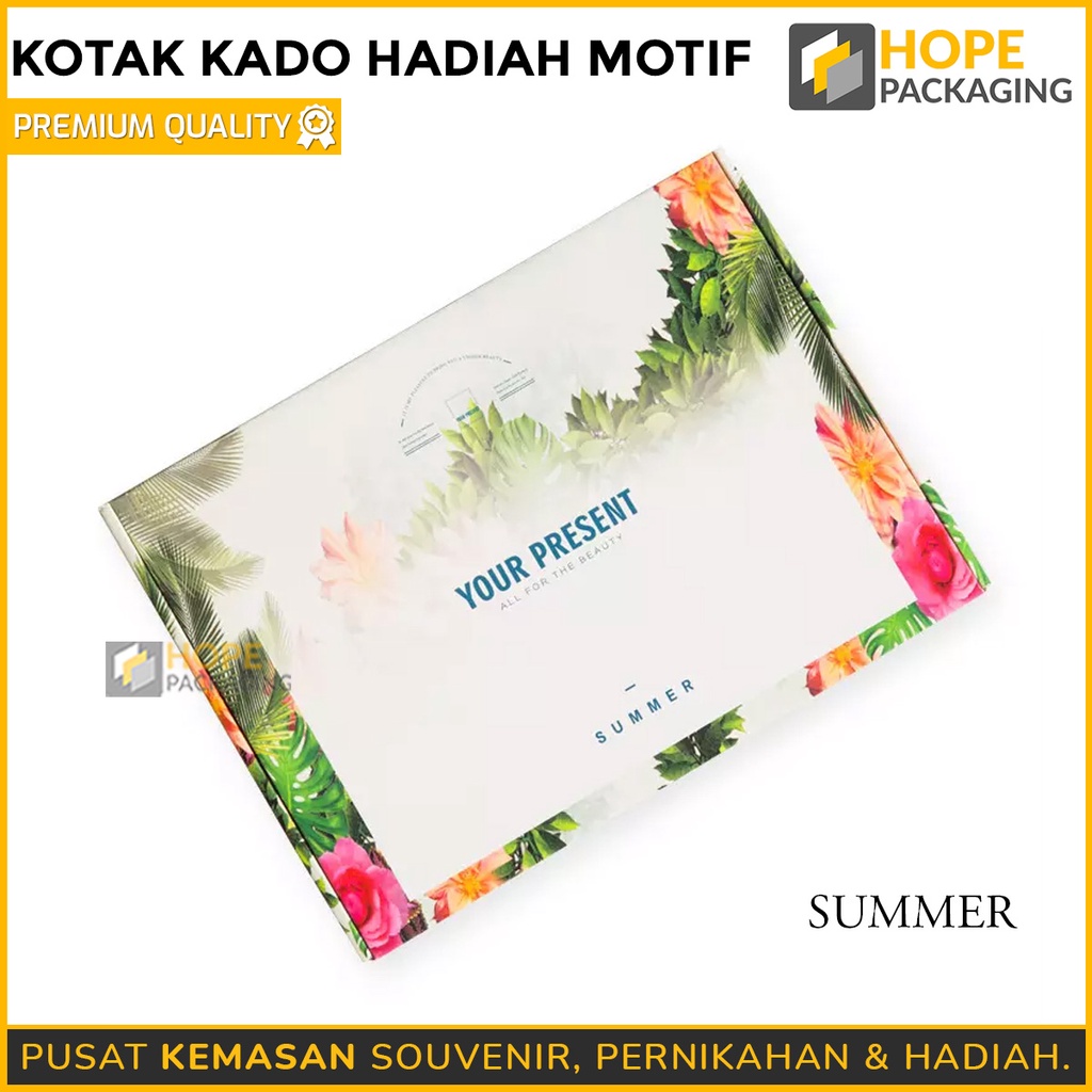 

Kotak Kado Hadiah Motif Bunga Summer / Kotak Bingkisan Kado / Box Baju / Box Hampers / Box Dus Hadiah Baju / Mukena