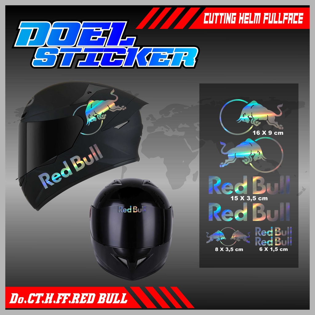 Sticker Cutting Helm Full Face Hologram RED BULL Doel