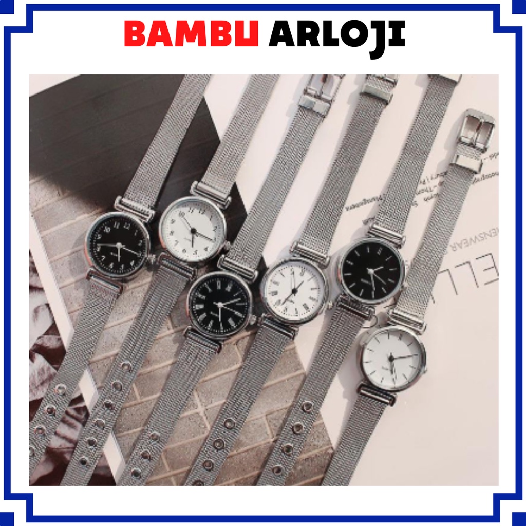 BAJ Jam Tangan Wanita Casual Analog Rantai Stainless Steel Pasir Korea Vintage Anak Remaja Dewasa JF078