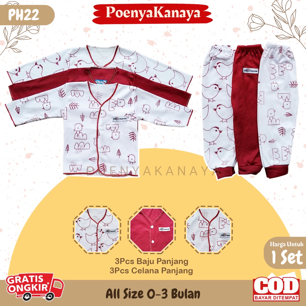 Paket 18pcs Setelan Baju Bayi Celana Bayi Baru Lahir Gift Set Baby Seri MAROON HBc PH22