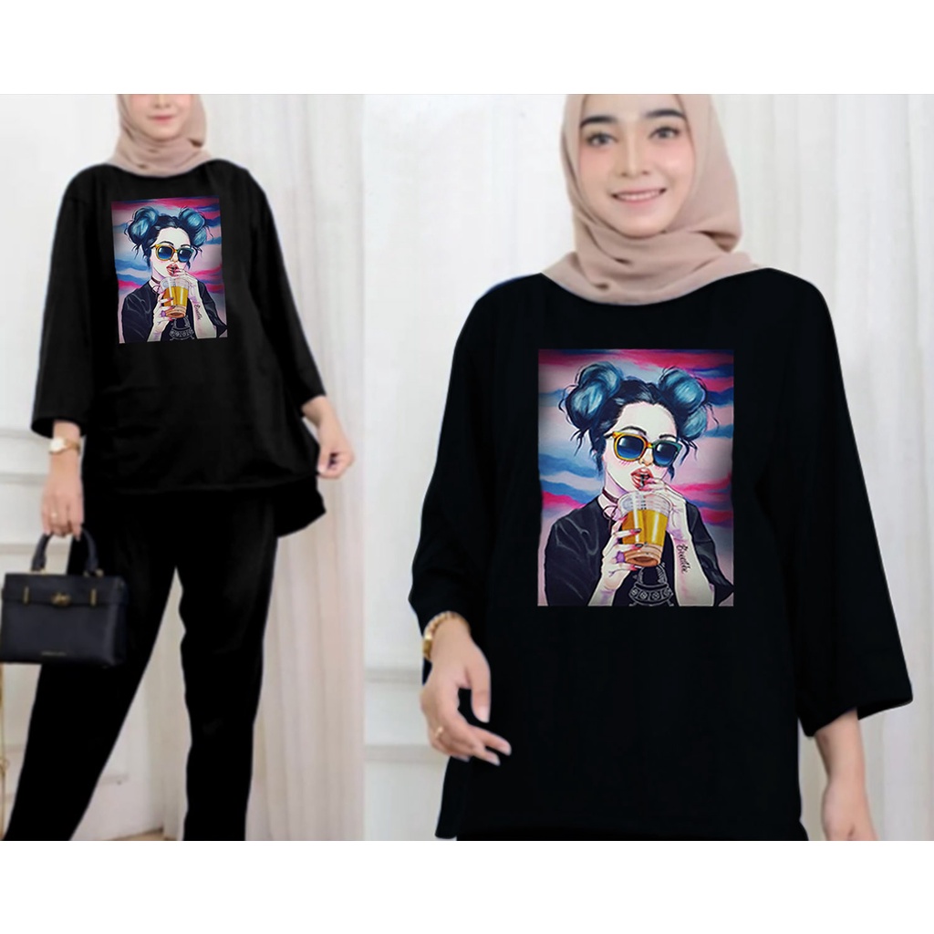 FF SETELAN TUNIK WANITA HIJAB COLABORATION BAHAN BABYTERY IMPORT 02