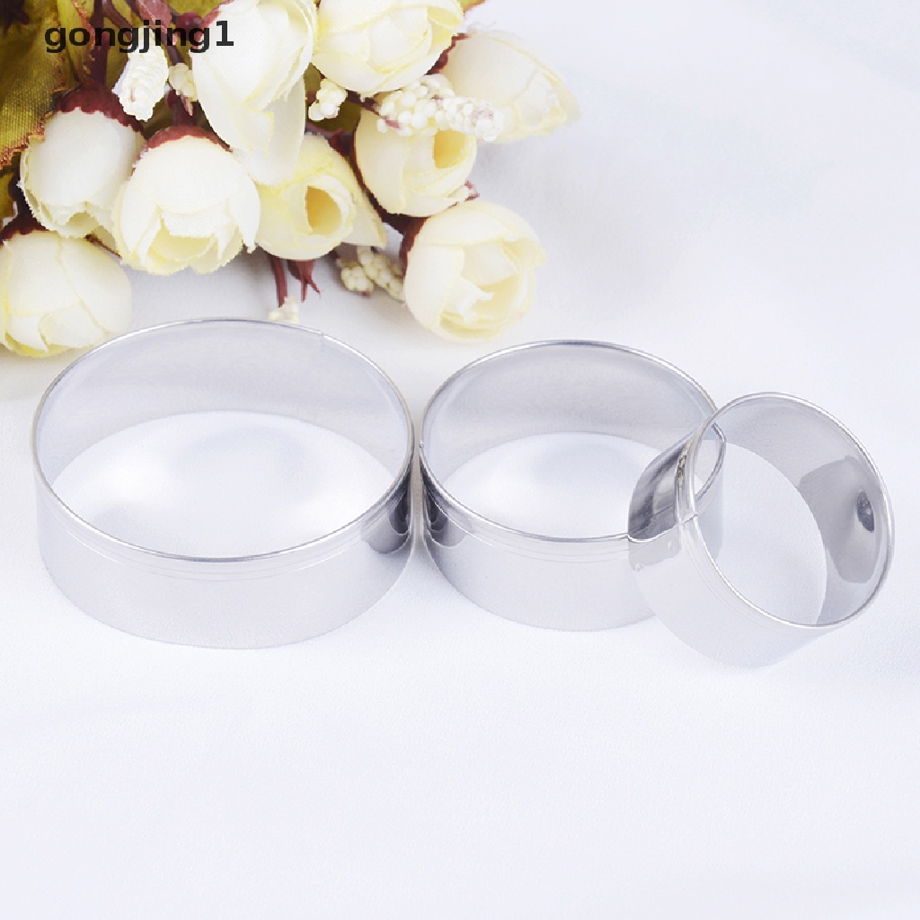 Ggg 3pcs /set stainless steel Bulat Lingkaran Berbentuk cookie cutter Biskuit pastry Cetakan ID