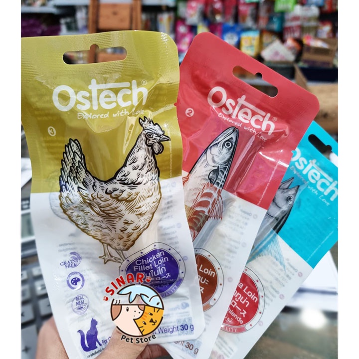 Ostech Loin 30GR Premium Cat Food Daging Asli Chicken Tuna Saba Ayam Makanan Kucing