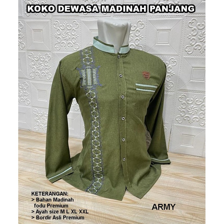 Baju Koko Ayah Tangan Panjang Bordir dada By Agnina