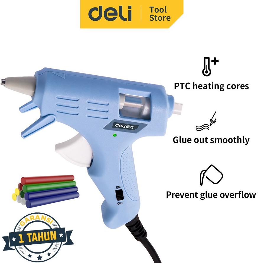 

DELI HOT MELT GLUE GUN/LEM TEMBAK 20W WARNA BIRU/PINK GRATIS 10 LEM DL39002X /ALAT PERKAKAS TERLARISS...,,,,,