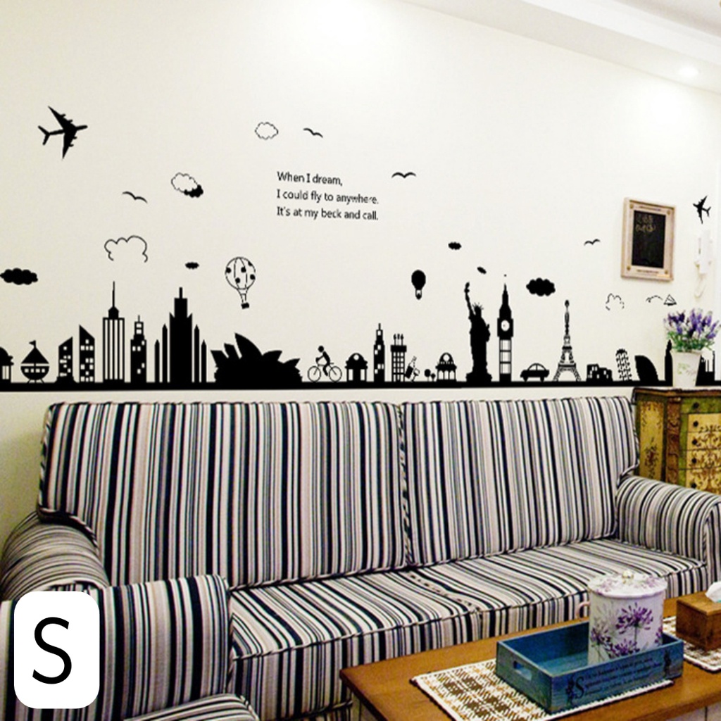 Reliza Wall Sticker Kota Monumen City Paris London Eiffel Dubai Stiker Dinding LDR30