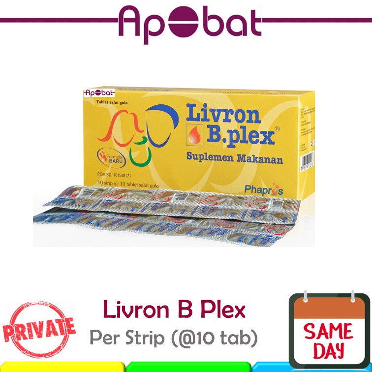 - ApObat - Livron STRIP B Plex Tablet Bplex B.Plex B. Plex Plek Vitamin B Komplek Complex Kompleks L