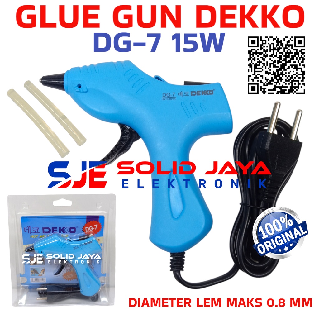 GLUE GUN DEKKO DG-7 15W TEMBAKAN LEM BAKAR DEKO DG7 DG 7 15WATT HOT MELT GLUE GUN 15 WATT LEM TEMBAK BAKAR ASLI ORI ORIGINAL