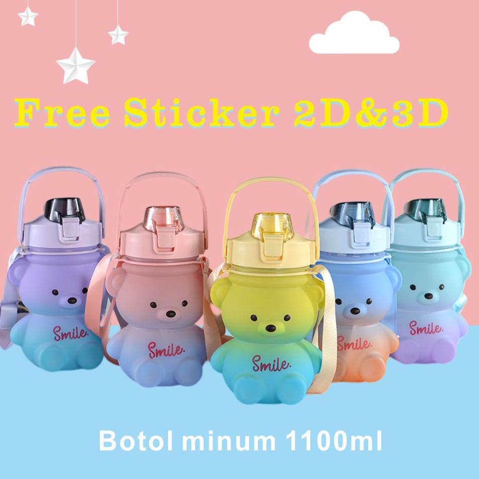 5J1 BOTOL MINUM GEMOY KOTAK GRADASI 3D VIRAL 1.3 LITER ANAK MOTIVATOR PENANDA WAKTU [ STICKER] - HOK