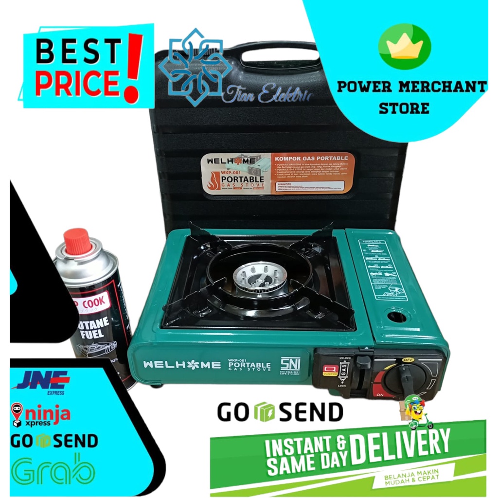 WELHOME WKP-001 Kompor Gas Portable 2in1 + 1 Gas Buttane