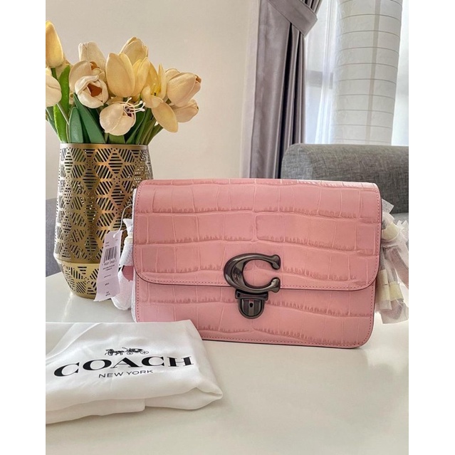 Coach C6640 STUDIO CROC SHOULDER BAG PINK