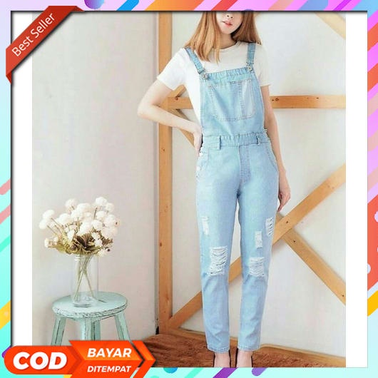 Jumpsuit Wanita Korean Style Pendek Jeans Terbaru 2022 Overall Remaja Viral Tik Tok Ibu Hamil Outer 
