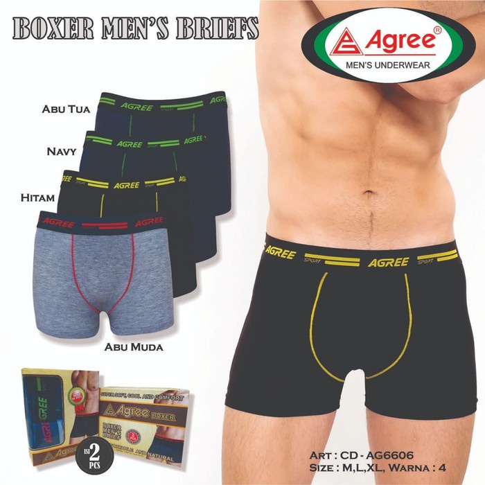 JH Celana Dalam Boxer Agree Sport 6605, 6606, 6603, 6608 Termurah (ISI 2PC)