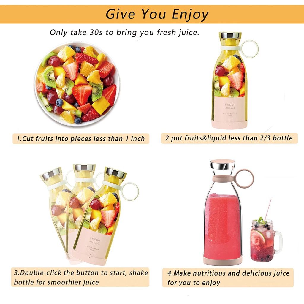 Wireless Charger Blender Buah Juicer Portable Mini Juicer 350ml