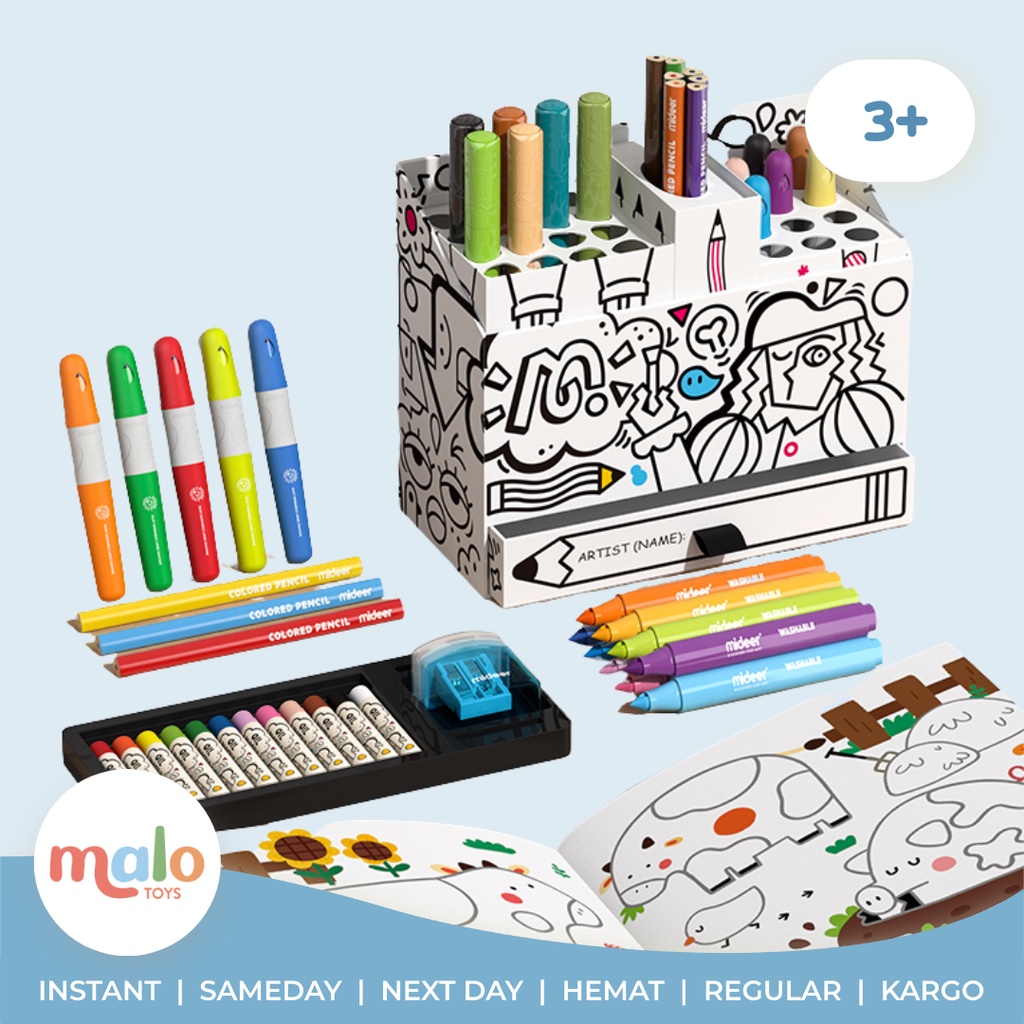 

MALOTOYS - Mideer Artist's Box 4in1 4 in 1 Coloring Set Artists Box Colors Spidol Pensil Warna Crayon Warna Nontoxic Colour Mainan Krayon Mewarnai Menggambar Prakarya Malo Toys