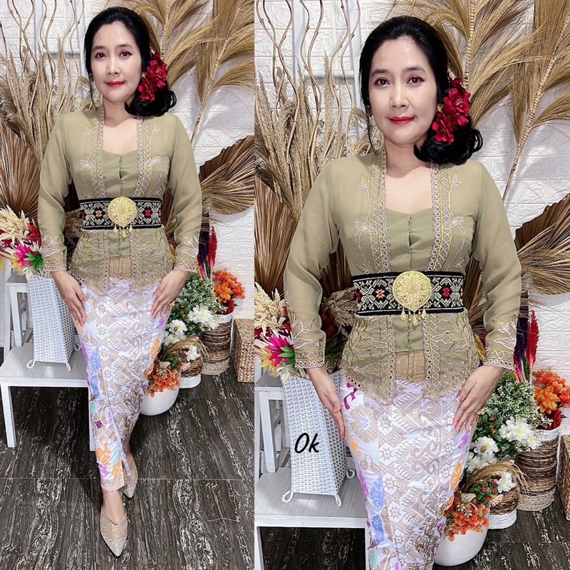 kebaya jadi bordir motif lotus