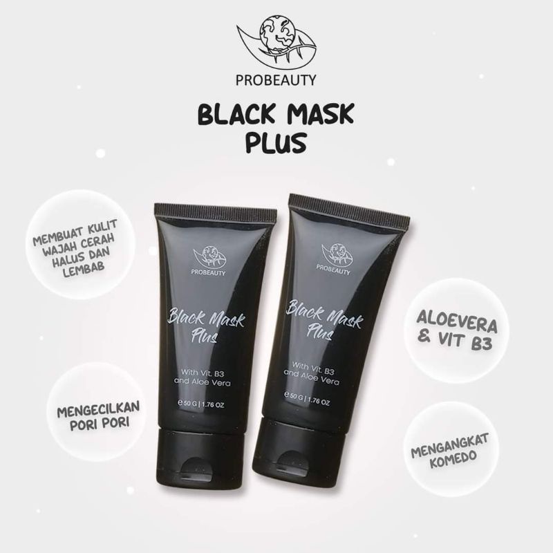 BLACK MASK PLUS PROBEAUTY - MASKER KOMEDO PROBEAUTY - MASKER PORI-PORI PROBEAUTY - MASKER WAJAH PROB