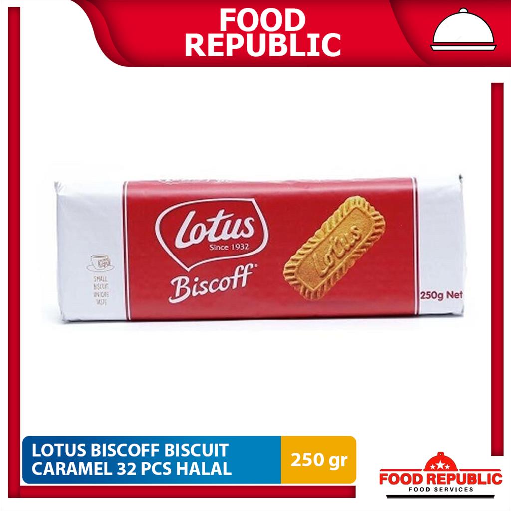 LOTUS BISCOFF BISCUIT KARAMEL 250 GR 32PC - CARAMELISED BISCUITS HALAL