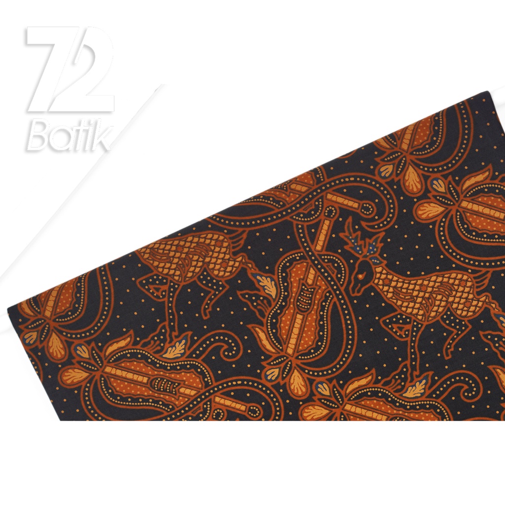 KAIN BATIK KATUN Premium Motif Kawung Rusa Warna Biru Hitam 723026 Cap 72IL Jarik Jarit Samping Kebat Panjang Batik Katun Modern Premium Bahan Seragam Batik Pernikahan Kantor Keluarga Murah Kamen Jadi Batik Bali Lembaran