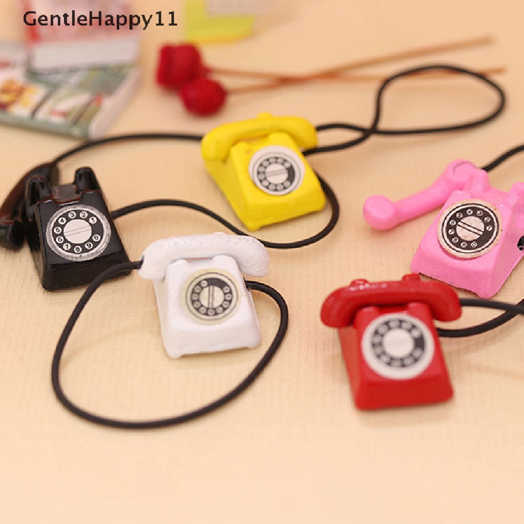 GentleHappy Dollhouse Miniture Simulation Retro Telephone Model Home Furniture Decoration Accessories For Kids Toys Gift id