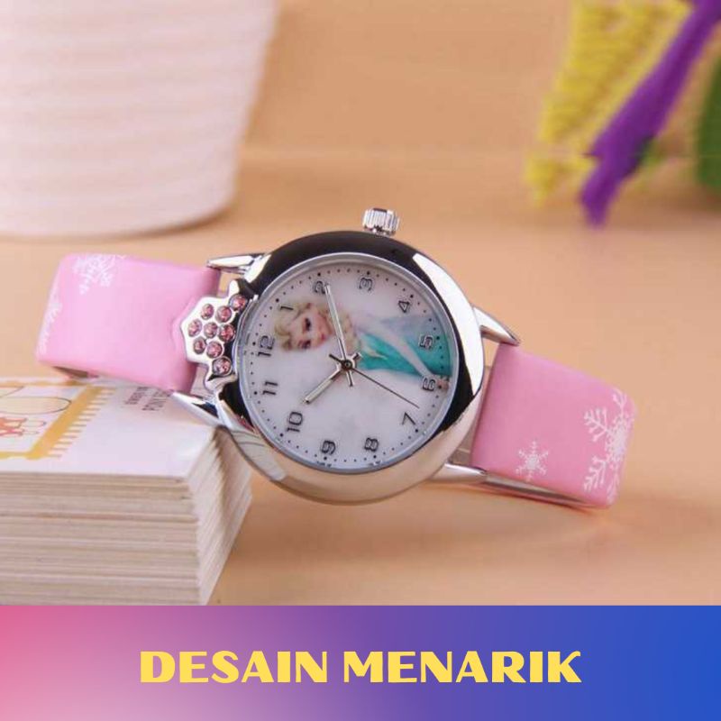 Jam Tangan Anak Cewek Perempuan Cantik Keren Princess Elsa Anna Frozen Termurah Bisa COD