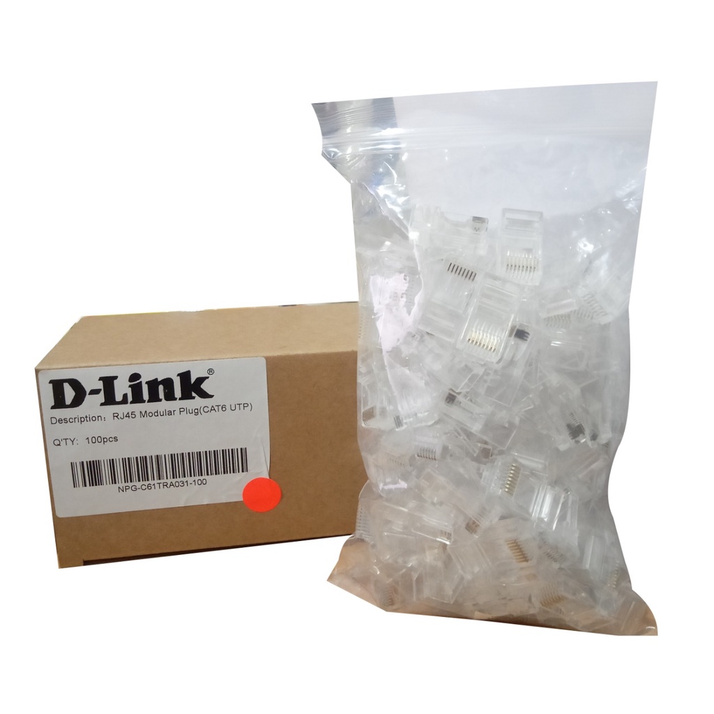 Konektor RJ45 D-Link Cat 6 (isi 100pcs/pack) - Konektor Kabel RJ45