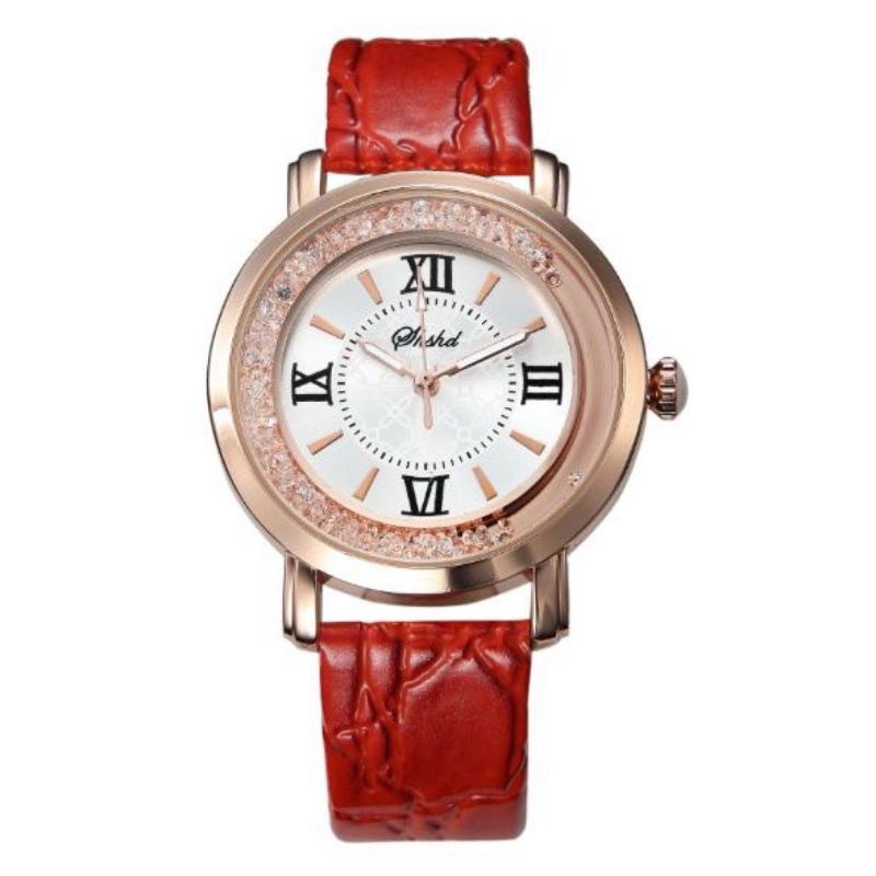 (Grosir)Jam Tangan wanita Fashion ShSh Romawi Glitar Strap kulit(Terima Cod)