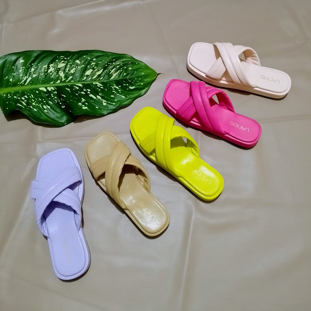 Sendal Wanita Korean Style Platform Empuk Tebal Sandal Wanita Tali Silang Busa Empuk - YASMIN