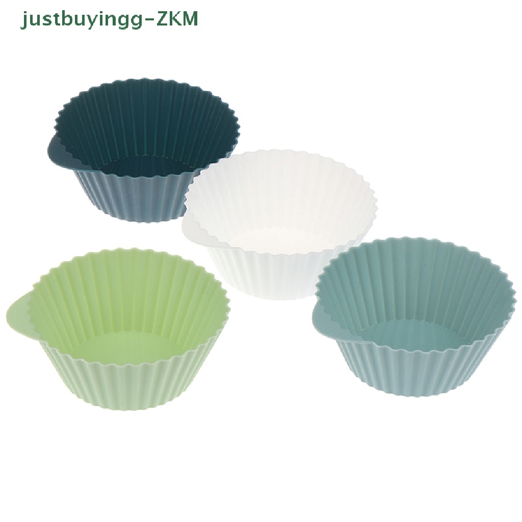 [justbuyingg] 5pcs Cetakan Kue Silikon Cetakan Muffin Bulat DIY Aksesoris Kue Dapur [RICO]