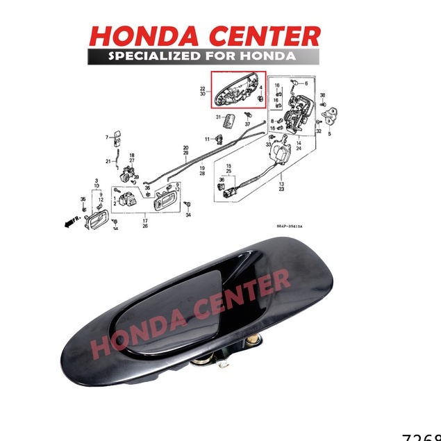 handel handle tarikan gagang pegangan bukaan pintu luar belakang kiri kanan honda civic genio 1992 1993 1994 1995