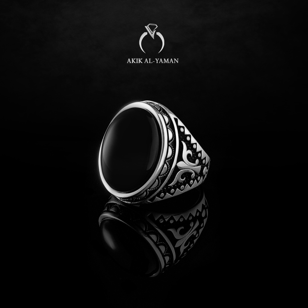 Cincin Batu akik Yaman Habasyi dengan Ring Perak Original Yemen