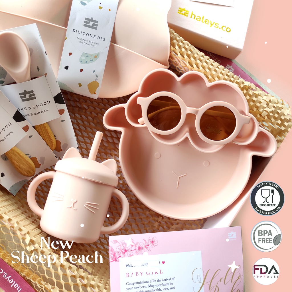 Hampers Bayi Premium | Hampers Alat Makan Premium | SILICONE SUCTION BOWL FEEDING SET SERIES Boy Girl | Kado lahiran | Hampers MPASI | Hadiah Newborn | Haleys.co