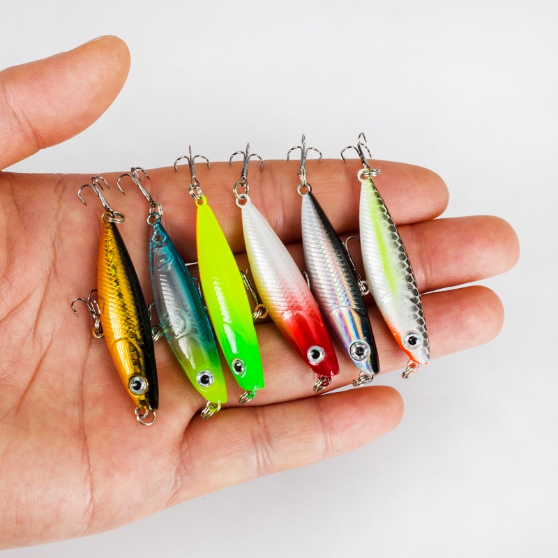 6warna 4.5 cm /2g Laser Troli Memancing Umpan Mengapung Memikat 1 Pcs SwimBait Memikat 3D Mata Keras Atas Air Ikan Kecil Memikat