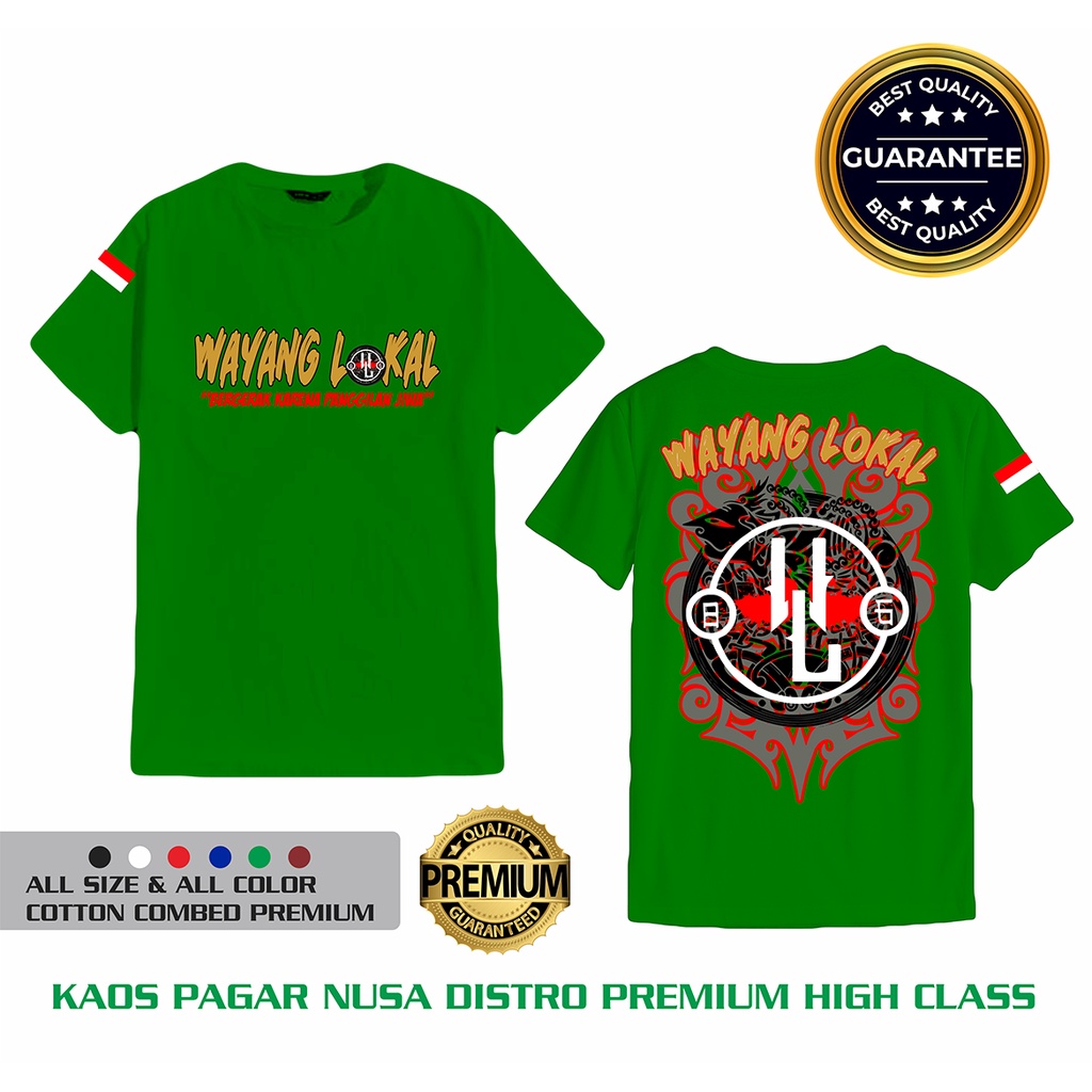 Kaos Pagar Nusa-Wayang Lokal-Bisa COD-Hijau