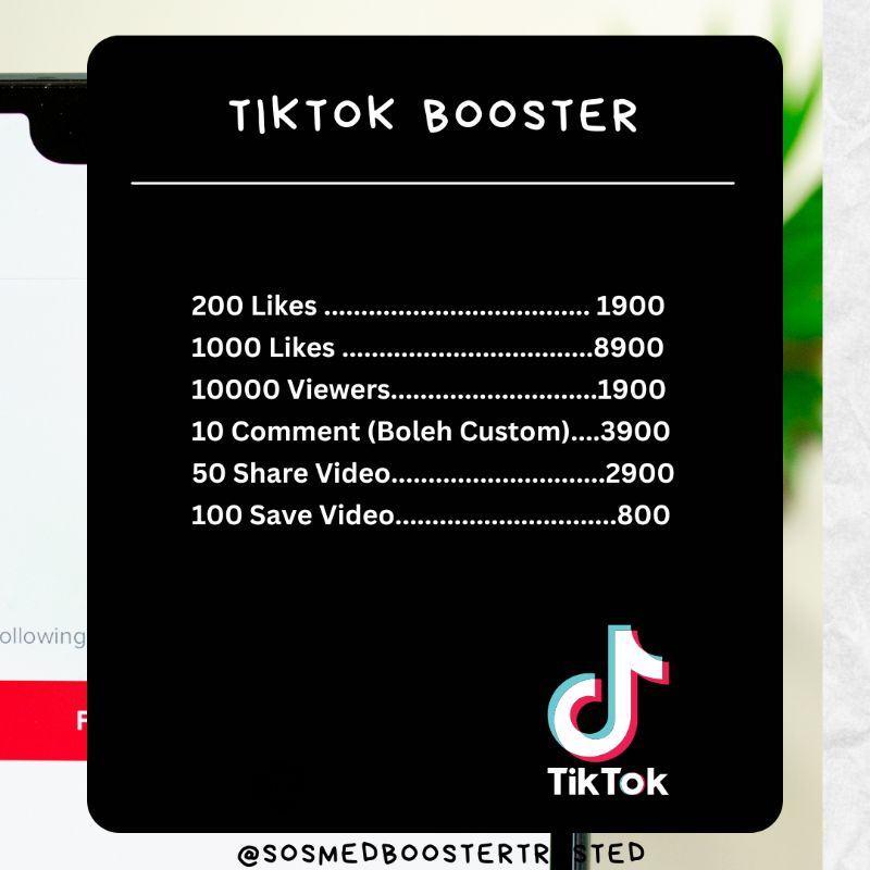 PAKET TikTok Content Booster (Like, Comment, Viewers, Share)